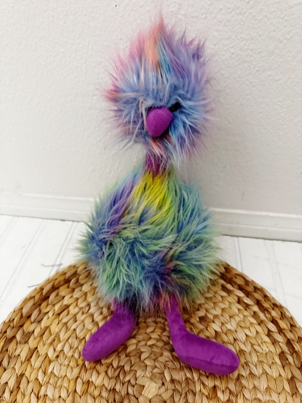 Jellycat London Rainbow PomPom Bird 13" Plush Ostrich Emu Multi-Color Tag